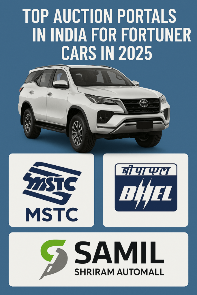 Top auction sites in India for buying used Toyota Fortuner at low prices in 2025